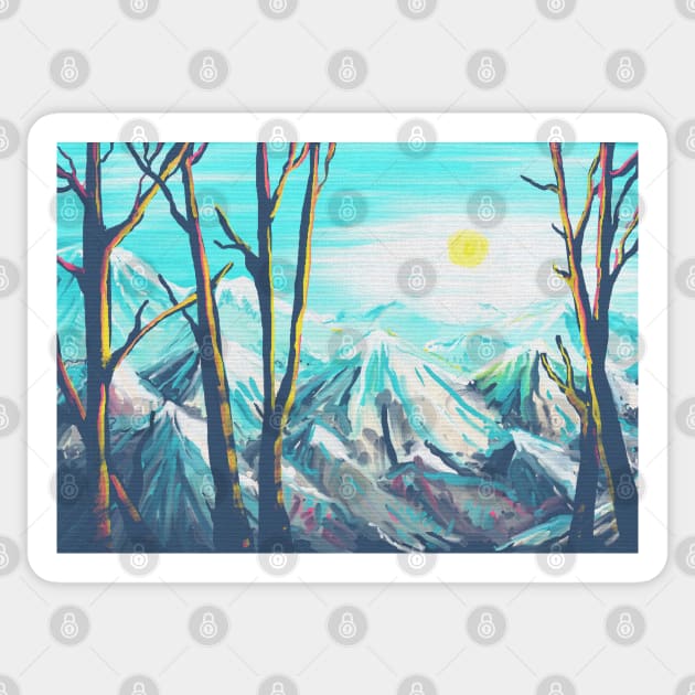 Mountain Painting Sticker by quilimo